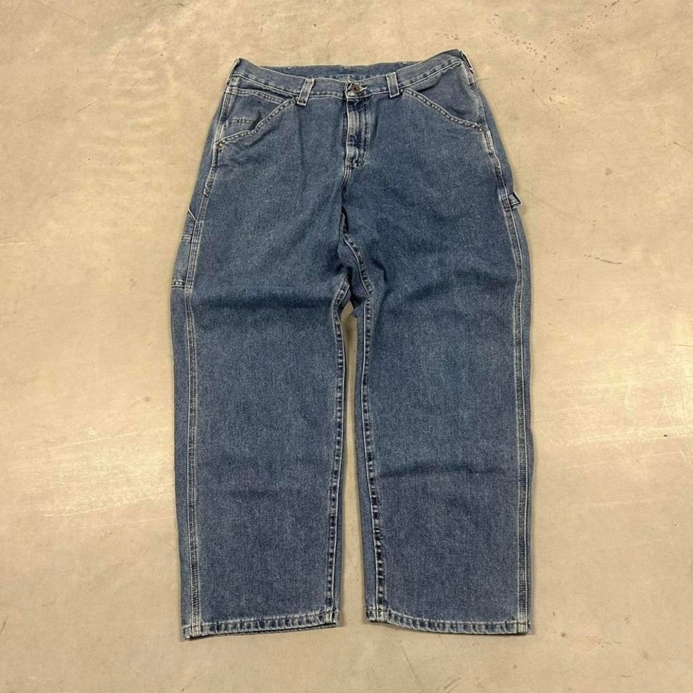 Y2K Lee Dungarees Dark Wash Wide‎ Leg Fall Essential Baggy Jeans
